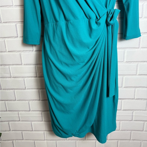 INC Elegant Teal Wrap Dress/size PM - Picture 3 of 10